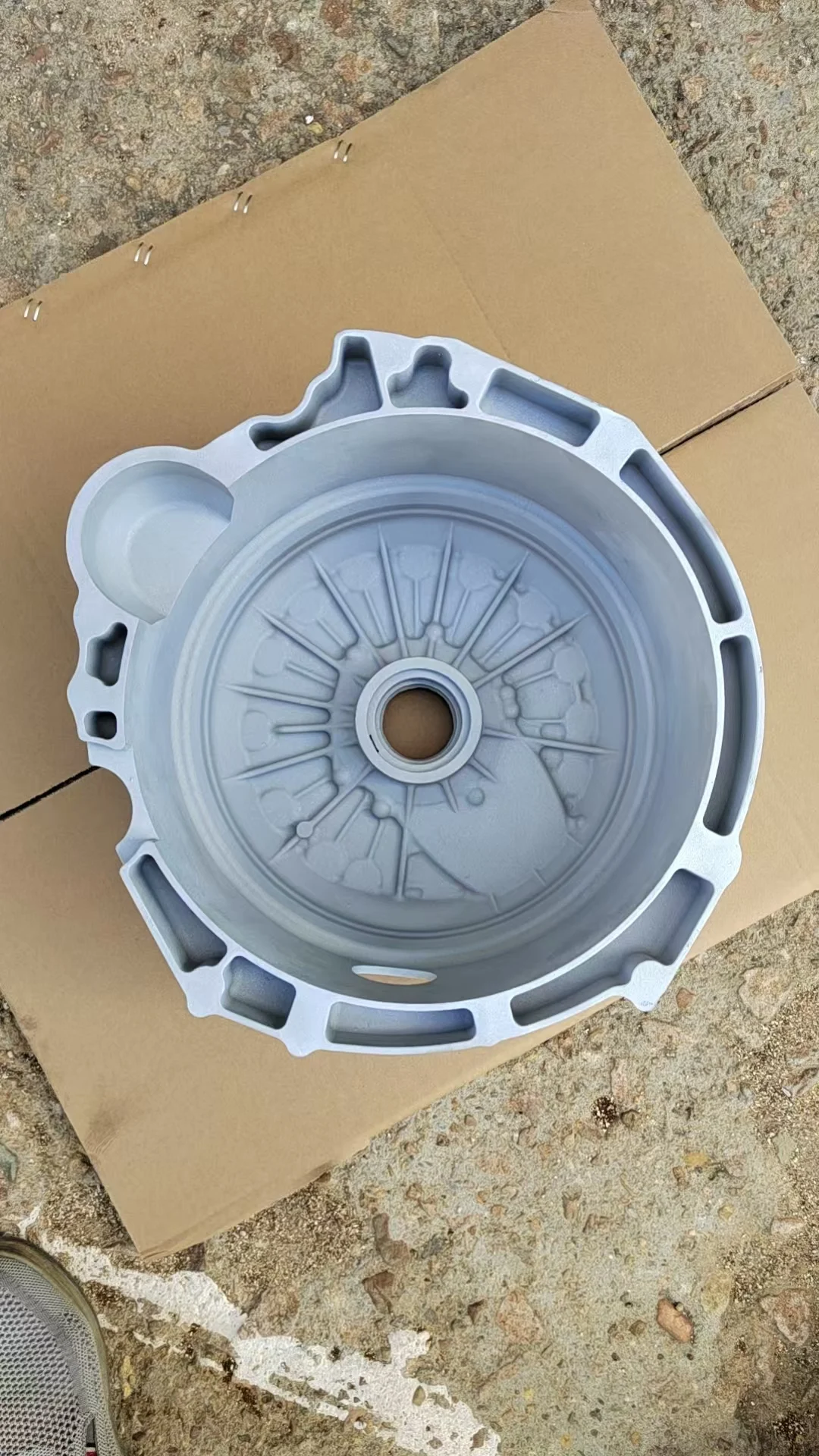 A356-T6 aluminum investment casting raw gearbox housing before CNC machining